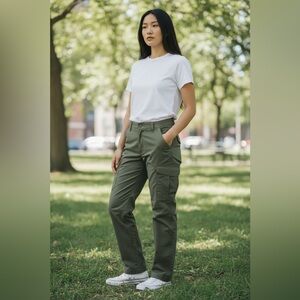Elegant Olive Green Straight Leg Women's Pants